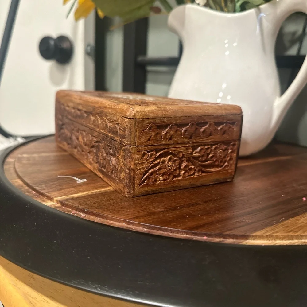 Vintage Handcrafted Wooden Box with Intricate Design